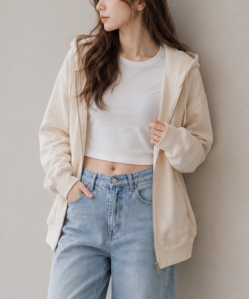 「cammie」 ジップアップパーカー L グレー レディース_画像8