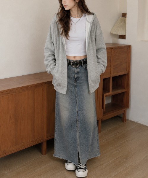 「cammie」 ジップアップパーカー L グレー レディース_画像9