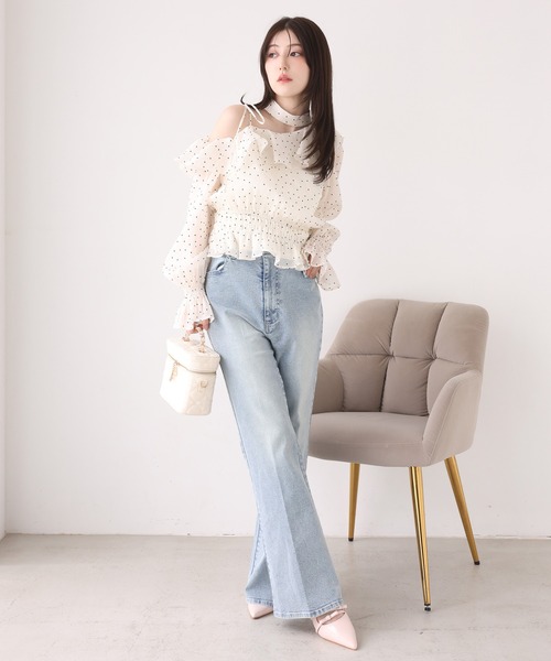「one after another NICE CLAUP」 デニムパンツ SMALL ライトブルー レディース_画像3