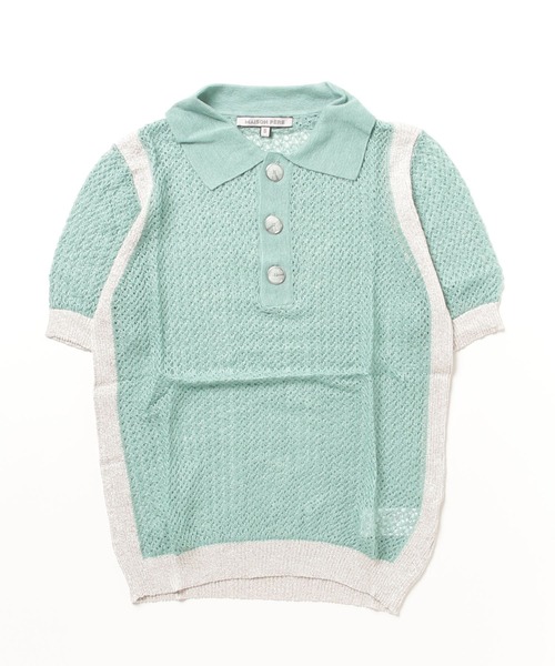 ポロシャツ ポロ MAISON PERE メゾンペール / メタリックポロニット ポロシャツ / 19PR0MA16 レディース MAISON PERE ポロシャツ ポロ メゾンペール / メタリックポロ