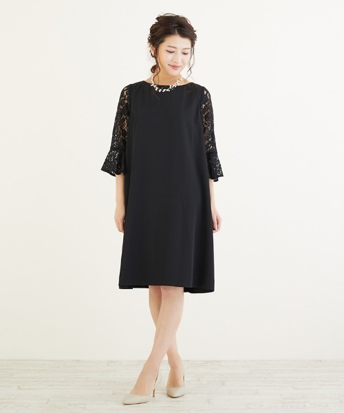プリーツレースワンピースドレス ドレスプラス DRESS+ ワンピース ドレス レース プリーツ 結婚式