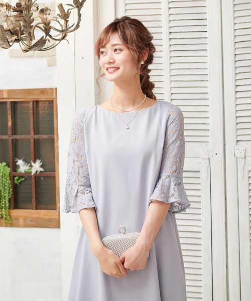 ベルベットのオープンバック付きプリーツドレス DRESS LAB ドレス 「結婚式/オケージョンドレス」Backプリーツ