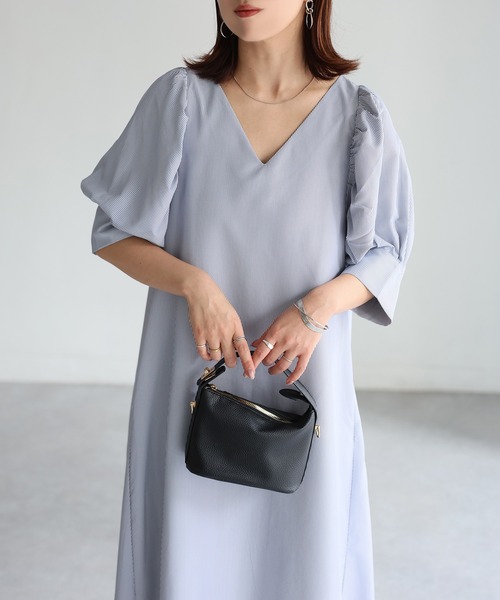 ◆送料・関税込み◆Sea N.Y Vネック パフスリーブワンピース Sea N.Y Vネック タイダイ染めパフスリーブワンピ 送関税込 (Sea