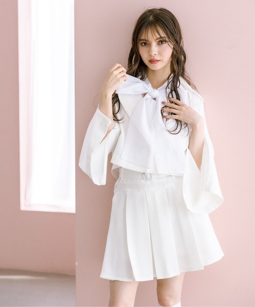 OLIVE des スカート 【セットアップ対応】ベルト付きプリーツミニ