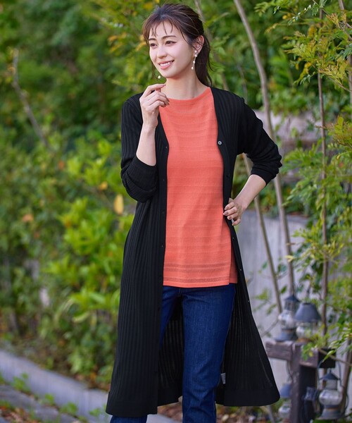 アンサンブル シアーニット ベスト × インナー セット NAVY 透かしシアーVネックベスト＋インナーTシャツセット