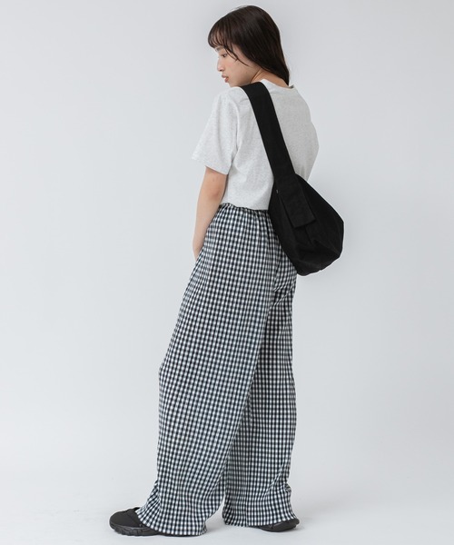 HEILIS（ヘイリス） パンツ ギンガムチェックプリーツイージーパンツ