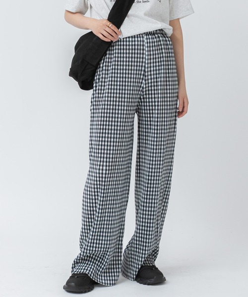 HEILIS（ヘイリス） パンツ ギンガムチェックプリーツイージーパンツ