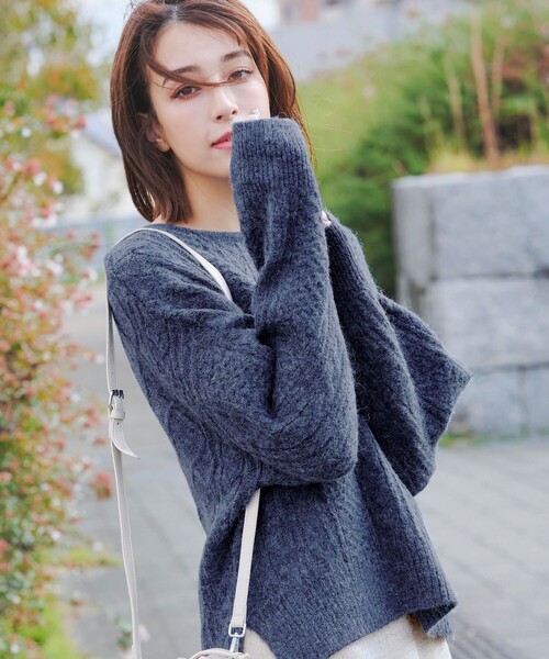 Tiaclasse ニット セーター 「洗える」ケーブル柄編みニットプル