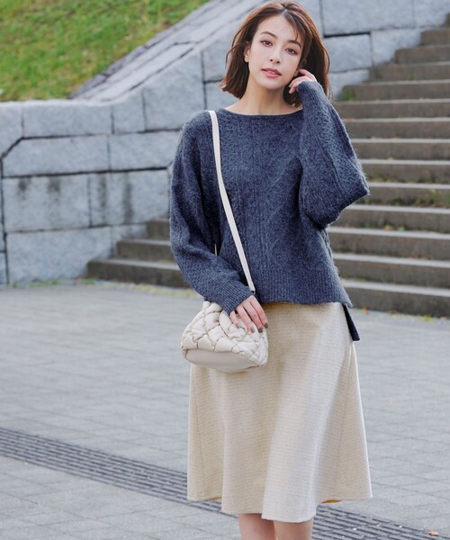 Tiaclasse ニット セーター 「洗える」ケーブル柄編みニットプル