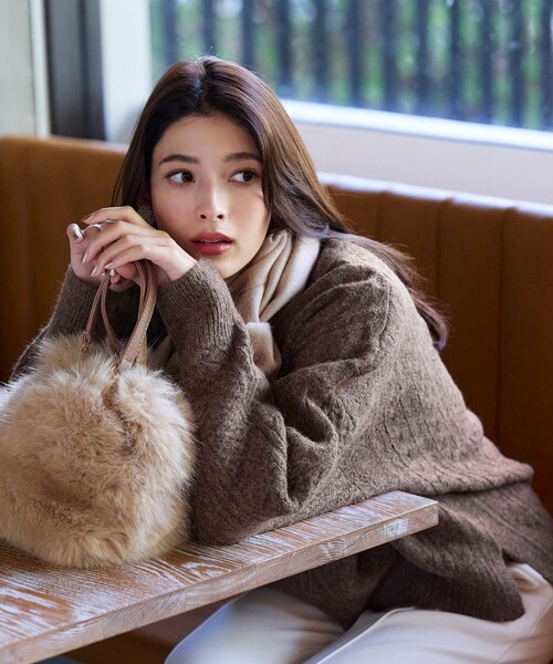 Tiaclasse ニット セーター 「洗える」ケーブル柄編みニットプル