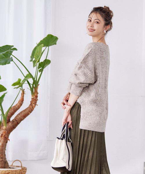 Tiaclasse ニット セーター 「洗える」ケーブル柄編みニットプル
