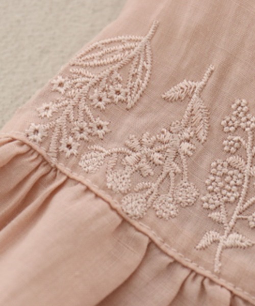 ブラウス シャツ アンティークカラーの花刺繍トップス レディース sanpo kuschel ブラウス シャツ アンティークカラーの花刺繍
