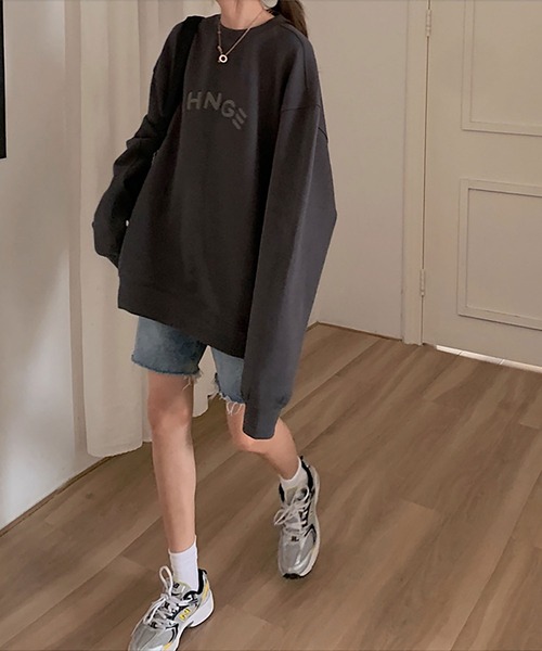 NinaetLina（ニナエリナ） トレーナー スウェット 裏起毛 CHNG 英字