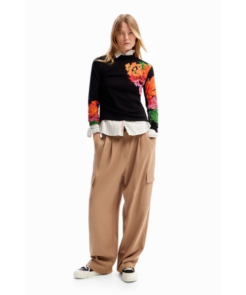 【デシグアル】花柄 リブ編みTシャツ Desigual tシャツ 花柄 リブ編みTシャツ レディース : ZOZOTOWN