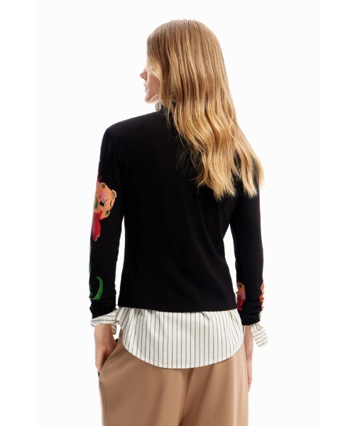 【デシグアル】花柄 リブ編みTシャツ Desigual tシャツ 花柄 リブ編みTシャツ レディース : ZOZOTOWN