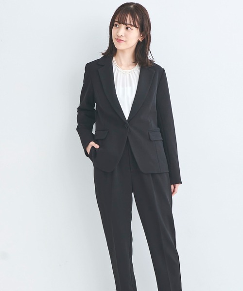 ドレスラボ　セットアップ　パンツスーツ　フロントタックジャケット　グレー　L DRESS LAB セットアップ 「手洗い可能/セットアップ」テーラード