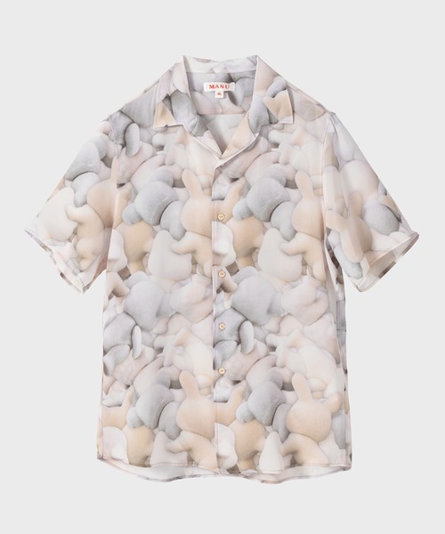 エムエーエスユー MASU PRINT SILK SHIRT MASU（エムエーエスユー）のZIP-UP GALAXY SILK SHIRT WHIITEの