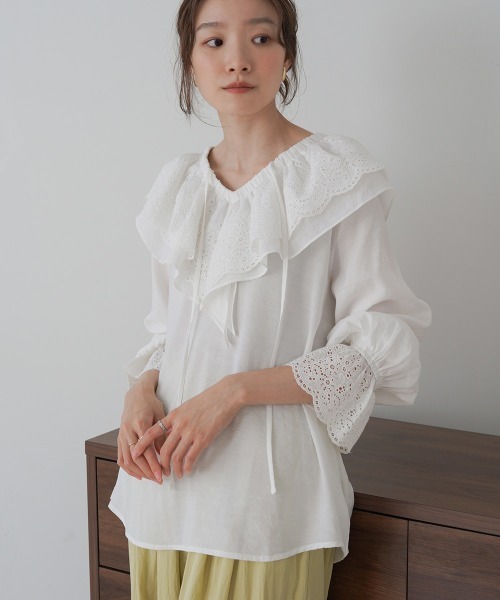 バブ Bab ビックカラーレースブラウス （BEIGE） バブ Bab ビックカラーレースブラウス （BEIGE） - ファッション