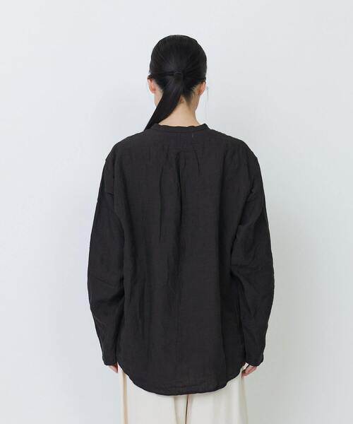 LOISIR ブラウス シャツ リネンフリルカラーブラウス レディース