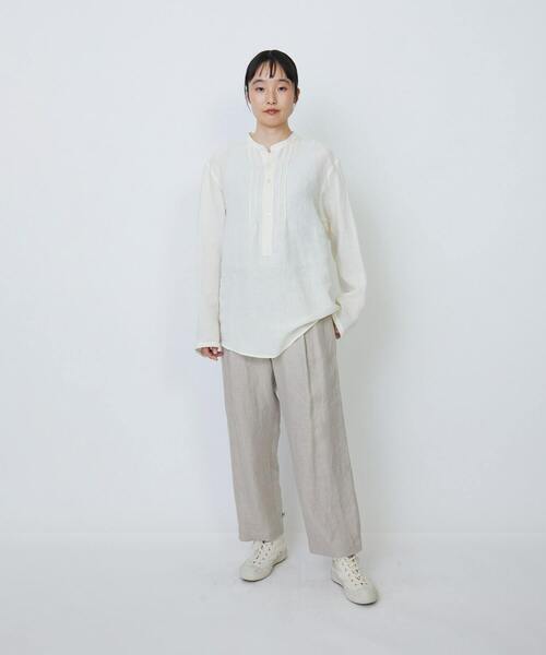 LOISIR コットン リネン ブラウス シャツ LOISIR ブラウス シャツ グランジリネンユニセックスシャツ
