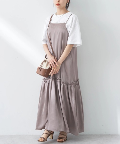 サテンティアードキャミワンピース Loungedress ワンピース 「3サイズ