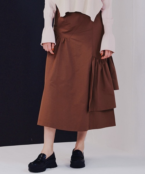 DOUBLE STANDARD CLOTHING」 ロングスカート 38 ブラウン レディース  