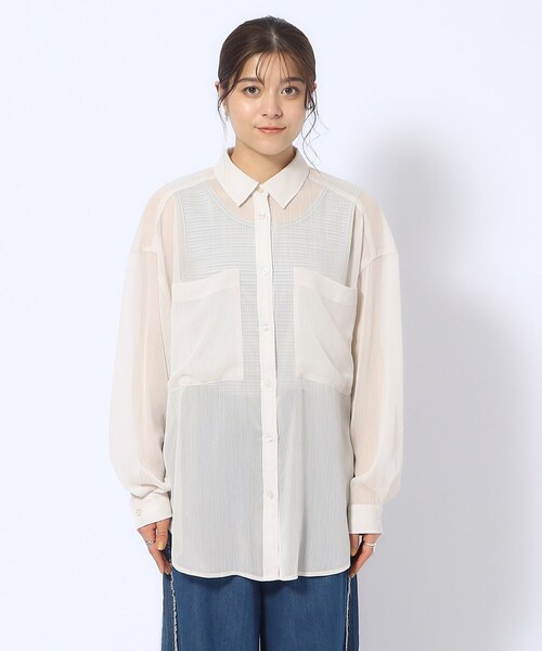 ブラウス シャツ 楊柳シアーBIGシャツ レディース GYDA ブラウス シャツ 楊柳シアーBIGシャツ レディース