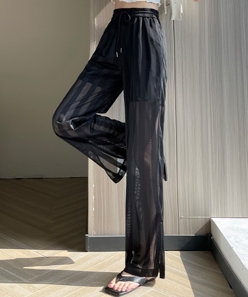 【涼しげなストライプ♪】シャネル ロングパンツ Dark Angel イージーパンツ レディース ストライプ 夏 涼しい