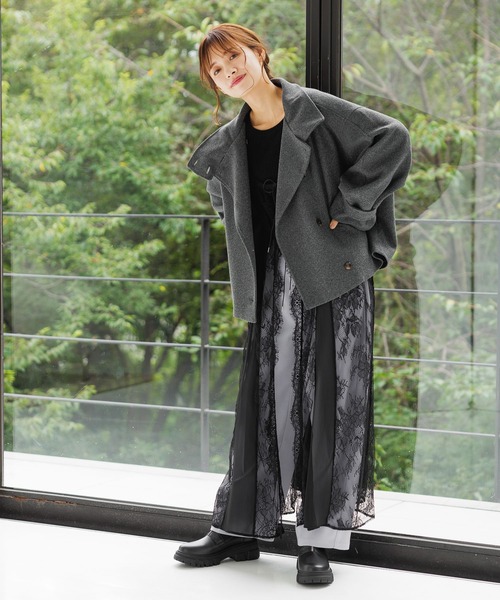 ナチュラルブラック、2点 mysty woman（ミスティウーマン） パンツ ビシルエットタックパンツ