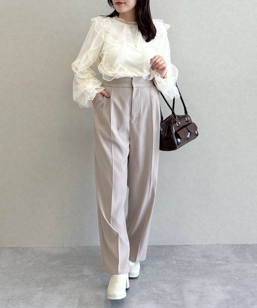 kokoro出品 mysty woman パンツ ビシルエットタックパンツ 152976