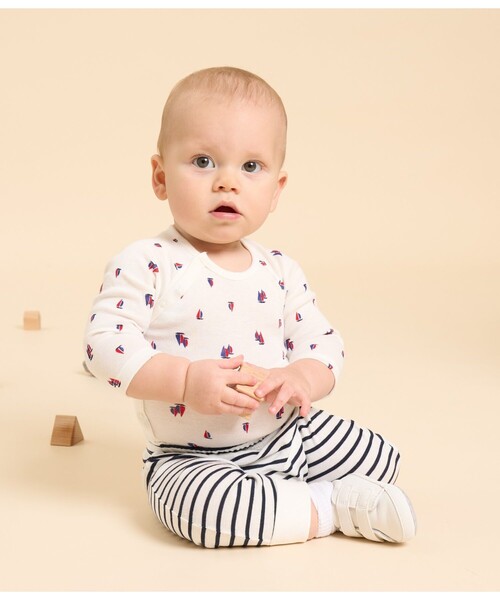 【3点セット】Petit Bateau プチバトー　12m ロンパース PETIT BATEAU（プチバトー） ベビー服 ロンパース ベビー3点セット