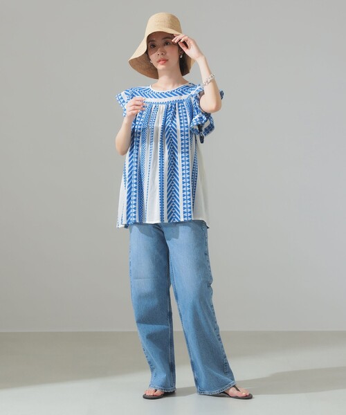 Demi-Luxe BEAMS ブラウス シャツ 「別注」Devotion TWINS / ブルー  