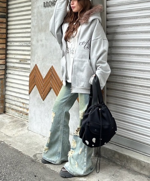 XU パーカー 「Never mind the XU」fur hoodie / 「ネバーマインド ザ