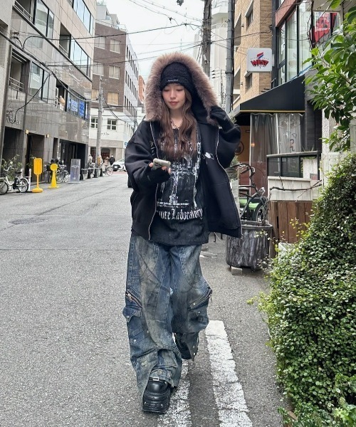 XU パーカー 「Never mind the XU」fur hoodie / 「ネバーマインド ザ