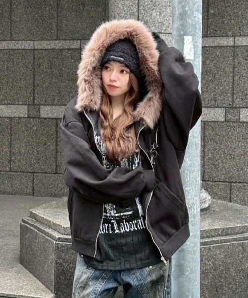 XU パーカー 「Never mind the XU」fur hoodie / 「ネバーマインド ザ