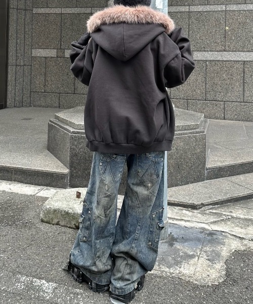 XU パーカー 「Never mind the XU」fur hoodie / 「ネバーマインド ザ