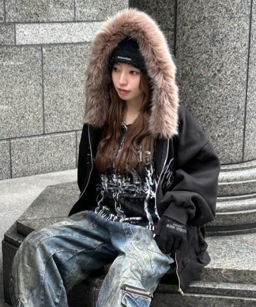 XU パーカー 「Never mind the XU」fur hoodie / 「ネバーマインド ザ