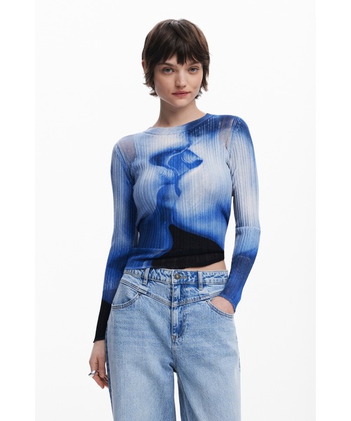 tシャツ TSKISS タイダイリブTシャツ　ロングスリーブ レディース