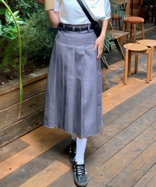 スカート 「ベルト付」タックプリーツロングスカート : ZOZOTOWN Yahoo