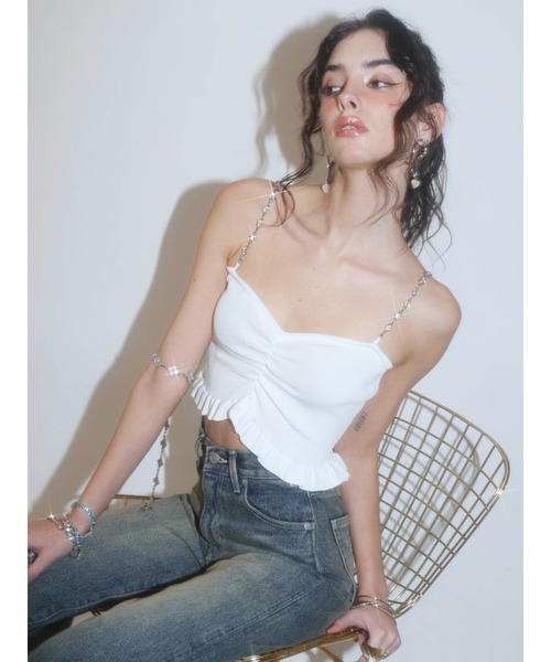 クリスマスシーズン前のお値下げ！エポカ　ビジューニットキャミソール EVRIS キャミソール ビジューチェーンニットビスチェ : ZOZOTOWN Yahoo