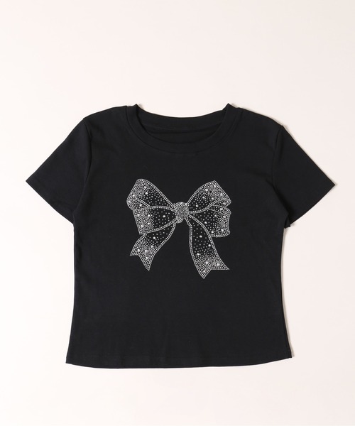 tシャツ 「プチプラ￥2199」リボンストーンロゴTシャツ