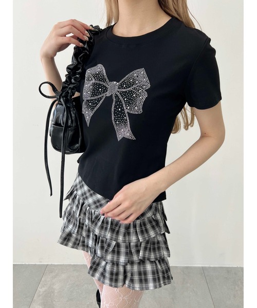 tシャツ 「ZOZO限定」リボンレース×ストーンモチーフTシャツ レディース WOND tシャツ リボンモチーフTシャツ レディース : ZOZOTOWN