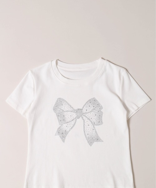 tシャツ 「プチプラ￥2199」リボンストーンロゴTシャツ