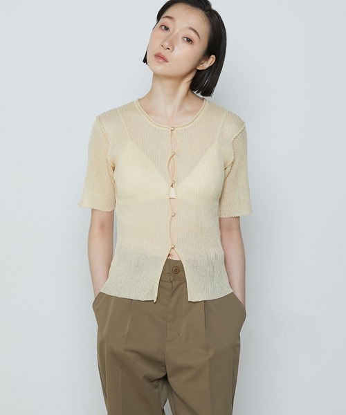 カーディガン amel - Amel sheer shirt cardigan AMEL shirring sheer cardigan カーディガン ブラック - メルカリ