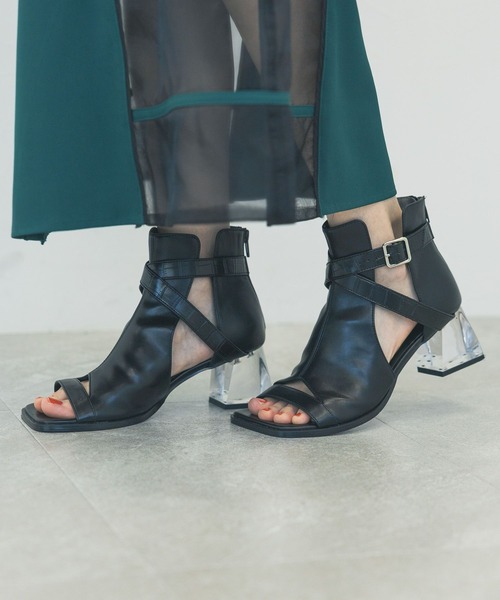 HARE　ハレ オープントゥ ブーツサンダル オフホワイト　クリアヒール　L 9-3750_1.jpg