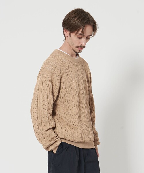 BEAUTY&YOUTH UNITED ARROWS スコットランド製 シャギークルーネックニット セーター ベージュ ビューティアンドユース 4-1217T 254039 BEAUTY＆YOUTH UNITED ARROWS セーター ニット アイレット