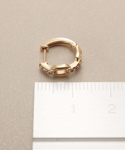 ピアス K10ダイヤモンド ケーブルチェーンモチーフ 中折れピアス レディースの画像