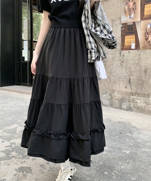 shopnikoniko（ショップにこにこ） スカート ロングスカート 白 黒