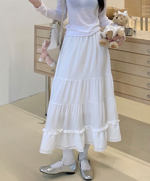 shopnikoniko（ショップにこにこ） スカート ロングスカート フリル