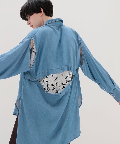 ブラウス シャツ tencel denim transform shirt(テンセルデニムトランスフォームシャツ) レディース